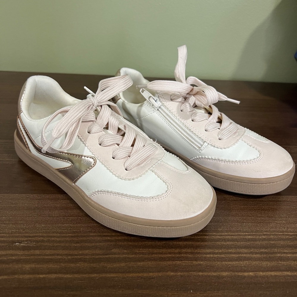 Stylish White and Pink Sneakers